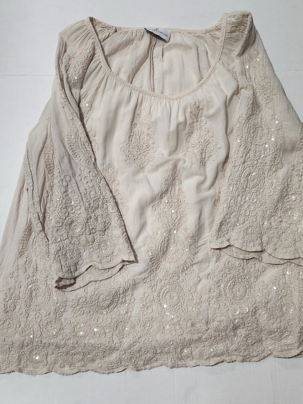 Women’s Cream Embroidered Peasant Shirt